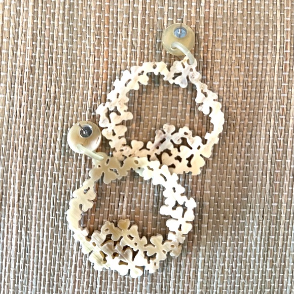 Carved Flower Horn Statement Earrings - Picture 5 of 6